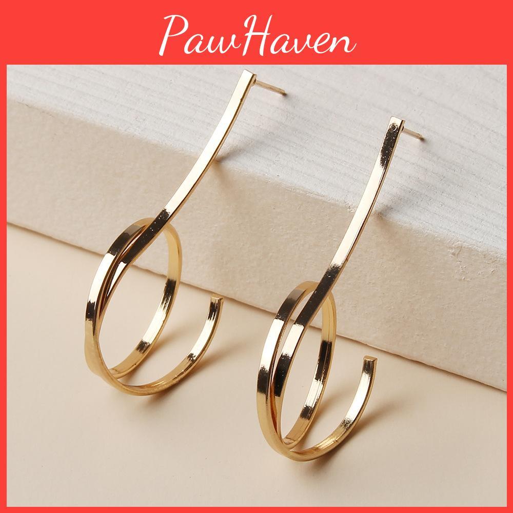 Gold Metal Circle Earrings Women Geometric Jewelry For Occasions Special