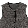 Herbst Kleiner Duft Damenweste Einreihiger Ärmelloser Mantel O-Ausschnitt Damen Patchwork Mode Oberbekleidung