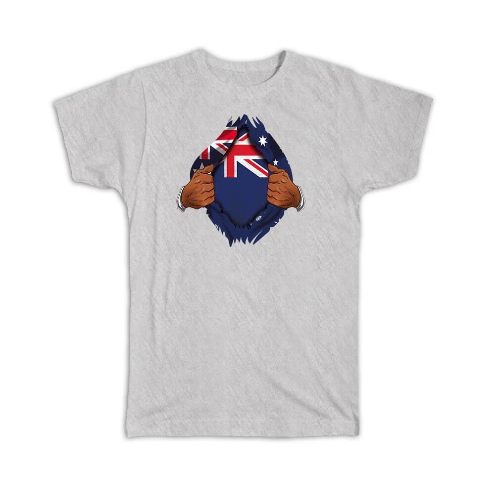 Gift T-Shirt : New Zealand Australian Flag Chest Zealander Kiwi S