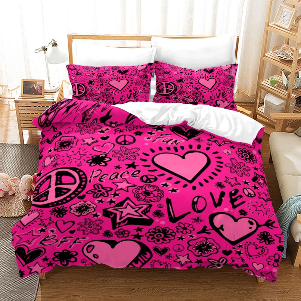 

Hip-hop Style Bedding Set Red Blue White Soft Comfortable Duvet Cover Set King Queen Twin Double Single Size Kids Adult Birthday EU Single 135x200cm
