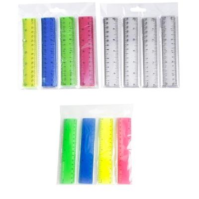 4Pcs Measuring Ruler Tool with Inches Centimeters for Classroom Home Office Colorful Ruler Plastic Ruler Straight Clear