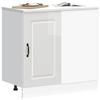 VidaXL Armoire de cuisine Kalmar blanc brillant bois ingénierie, meuble d'évier, meuble de cuisine avec tiroir 854320