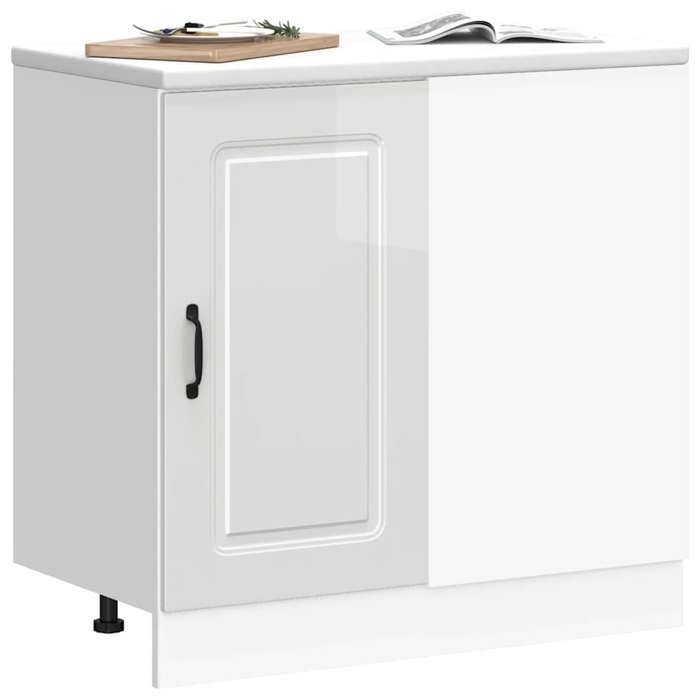 VidaXL Kitchen Cabinet Kalmar Glossy White Engineered Wood, Sink Cabinet, Kitchen Cabinet with Drawer 854320
