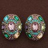Vintage European Colorful Gem Micro-Inlaid Stud Earrings: Luxurious, Artisan-Crafted Earrings for Evening Parties