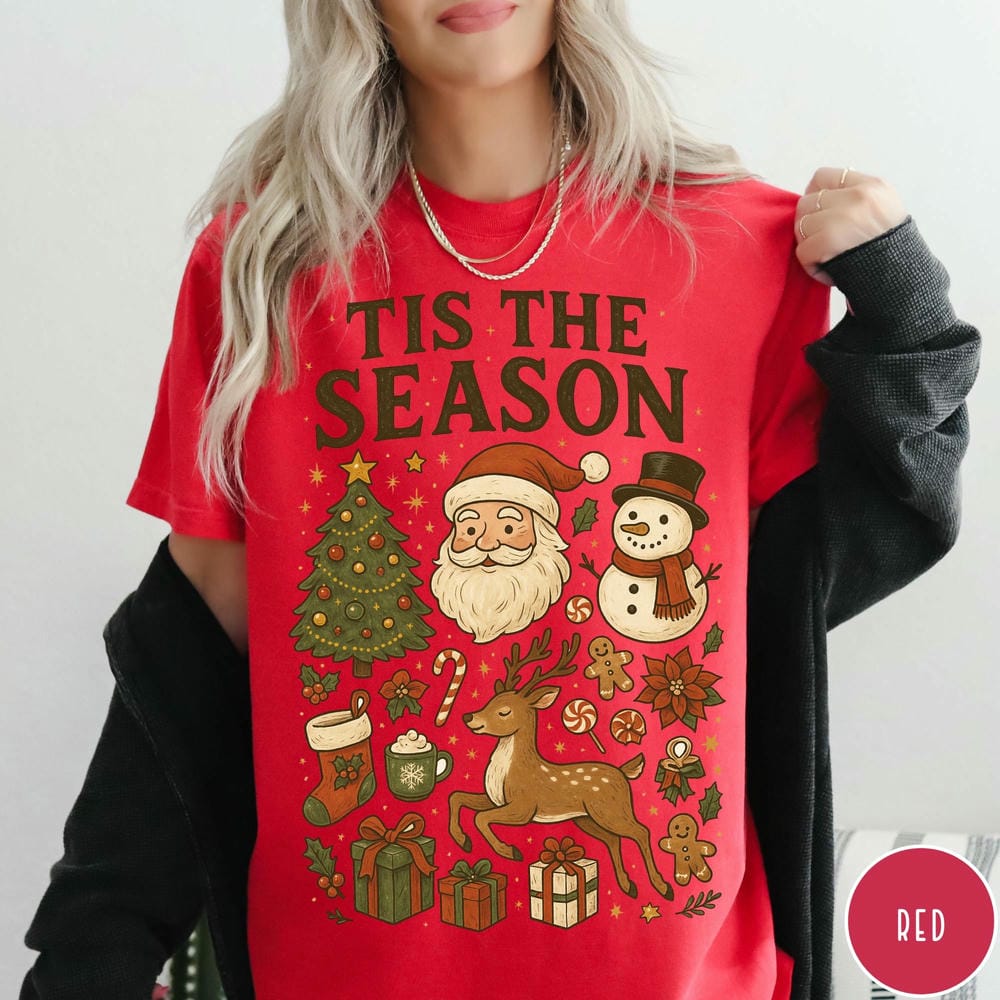 

Women Vintage Christmas Comfort TShirt Dark Academia Tis the Season Santa SnowUnisex Graphic Crewneck Unisex Y2K Top Streetwear S