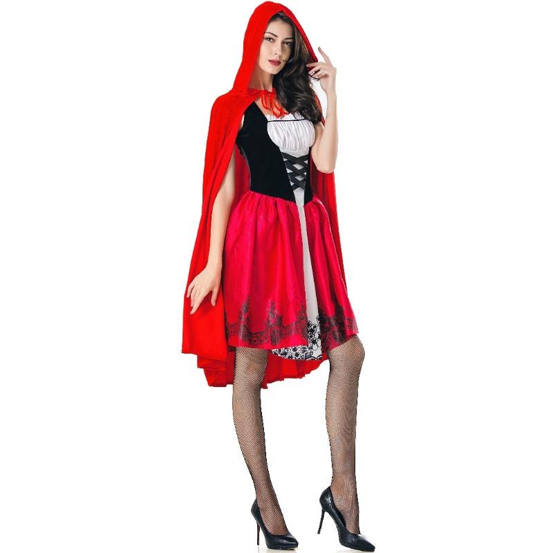 Premium, Thickened, Halloween Cloak Little Red Riding Hood Princess Dress Costume, Fairy Tale Prom Queen Dress
