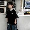 Boys Summer Cotton Short Sleeve T Shirt Trendy Print Three Stripes Design Cool Kids Half Sleeve Top