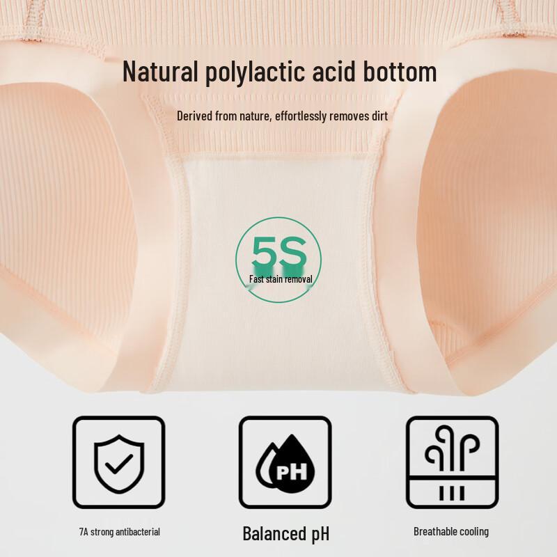 Miiow Women's 3-Pack Seamless Pure Cotton Antibacterial Underwear