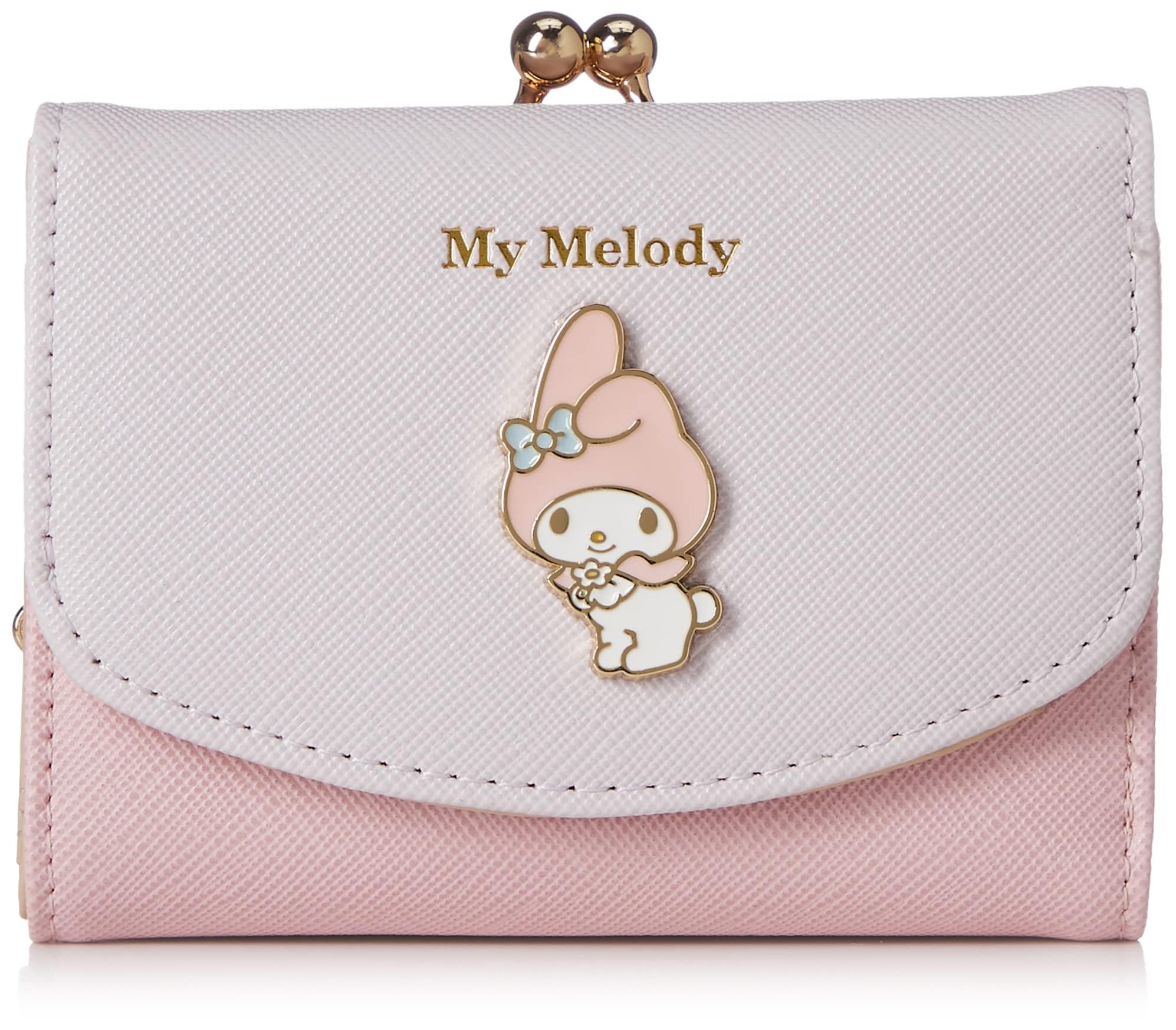 Трехскладной кошелек Sanrio My Melody с застежкой-кнопкой, двухцветный дизайн, SR12, для женщин и девочек