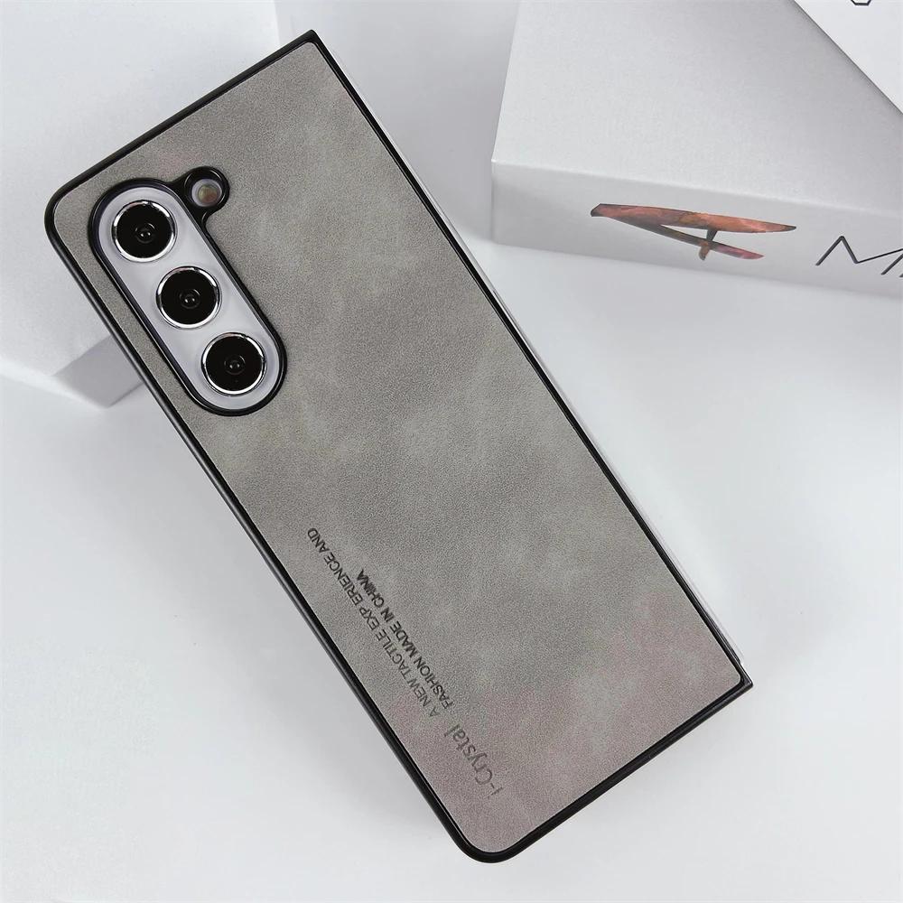 Premium Ultra Thin Sheepskin Leather Matte Case for Samsung Galaxy Z Fold 7 6 5 4 3 Lens Protect Shockproof Anti-Scratch Cover