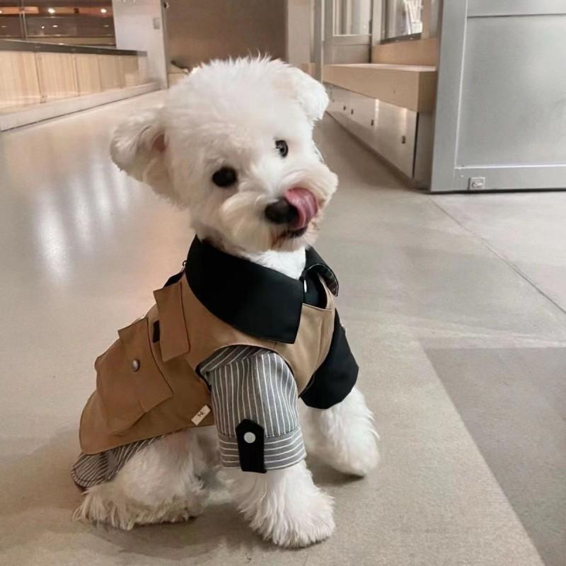 Pet Dog Vest Harness-Ready Workwear Style Cotton Blend Four Wearable Schnauzer Bichon Shiba