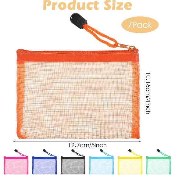 Mesh Bags with Zipper, Mesh Zipper Bags/Cosmetic Bags Travel Toiletry Bag Coin Pouch Daily Accessories