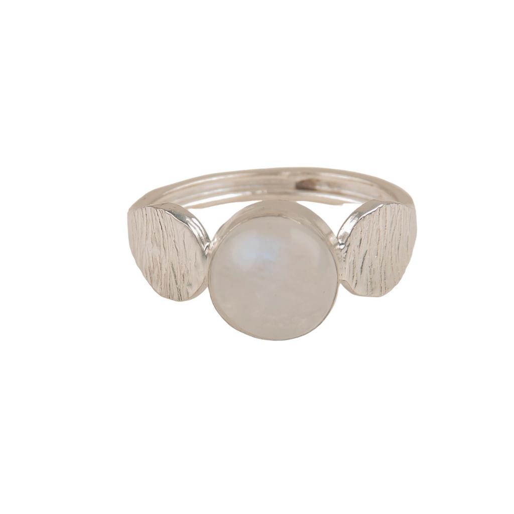 Natural Rainbow Moonstone Gemstone Handcrafted 925 Sterling Silver Jewelry Ring RR-1-15