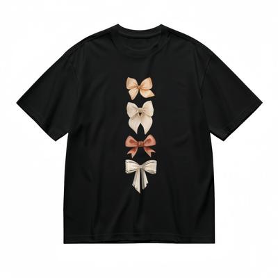 Women's Breathable Classic T-Shirt Minimalist Ribbon Art Printed Cotton Tee