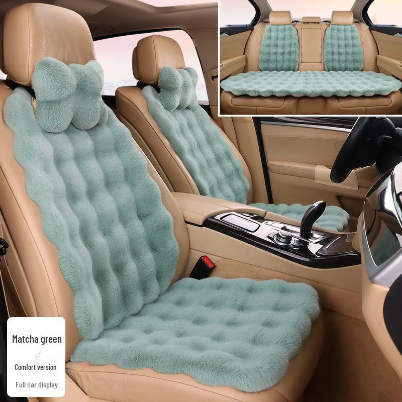 Plush Faux Rabbit Fur Car Seat Cushion: Luxurious Lumbar Support for Autumn and Winter Comfort