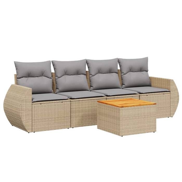 VidaXL Garden Lounge Set with Cushions 5 Pcs, Patio Sofas, Patio Furniture Set, Outdoor Furniture, Beige 3257214