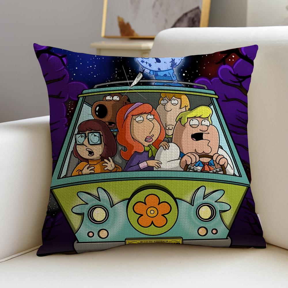Witty FFamily GuyS Cushion Cover Breathable and skinfriendly linen pillowcase square removable and washable cushion