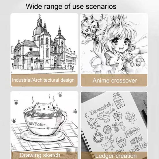 Juego de 12 rotuladores de dibujo de micropunta fina, resistentes al agua, tinta pigmentada, punta de nailon suave, a prueba de manchas.