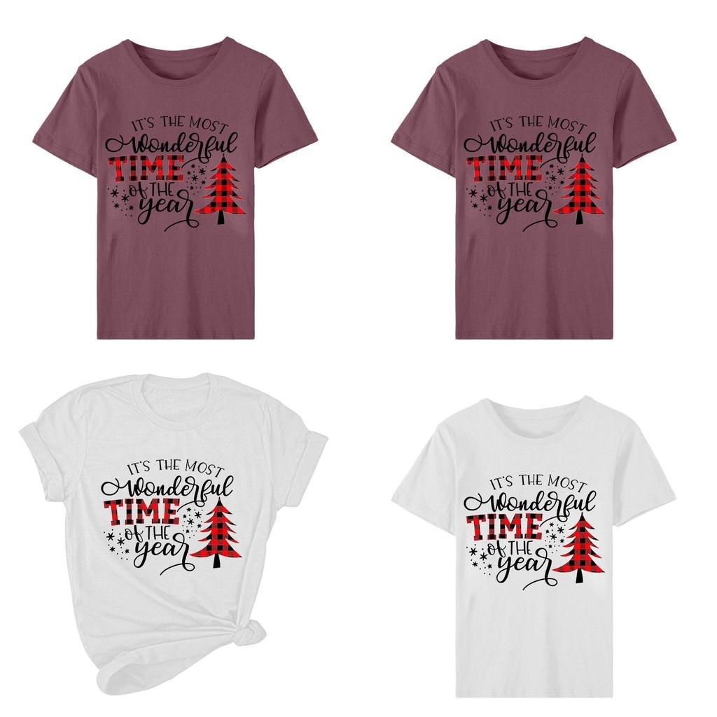 Women's Christmas Tops With Short Sleeves And Soft Cotton Material For Festive Comfort**