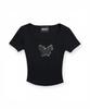 Bonseullipi Frayed Butterfly Square Neck T-Shirt (Black)