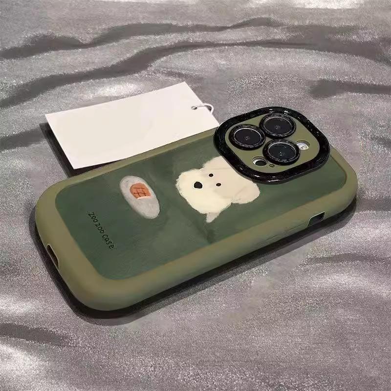 Oil Painting High-value Puppy Suitable for Apple 16 Mobile Phone Case IPhone 15 Promax Cute VIVOS19 Creative