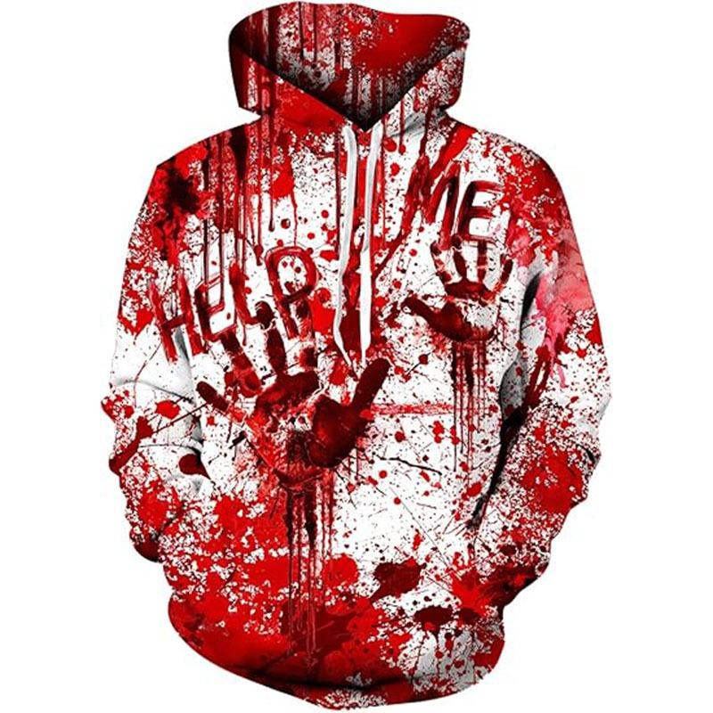 Spring And Autumn Fashion Men's Hoodie Bloody Graphic 3D Print Hoodies Casual Boy Sweatshirt Women's Oversized Top Clothing