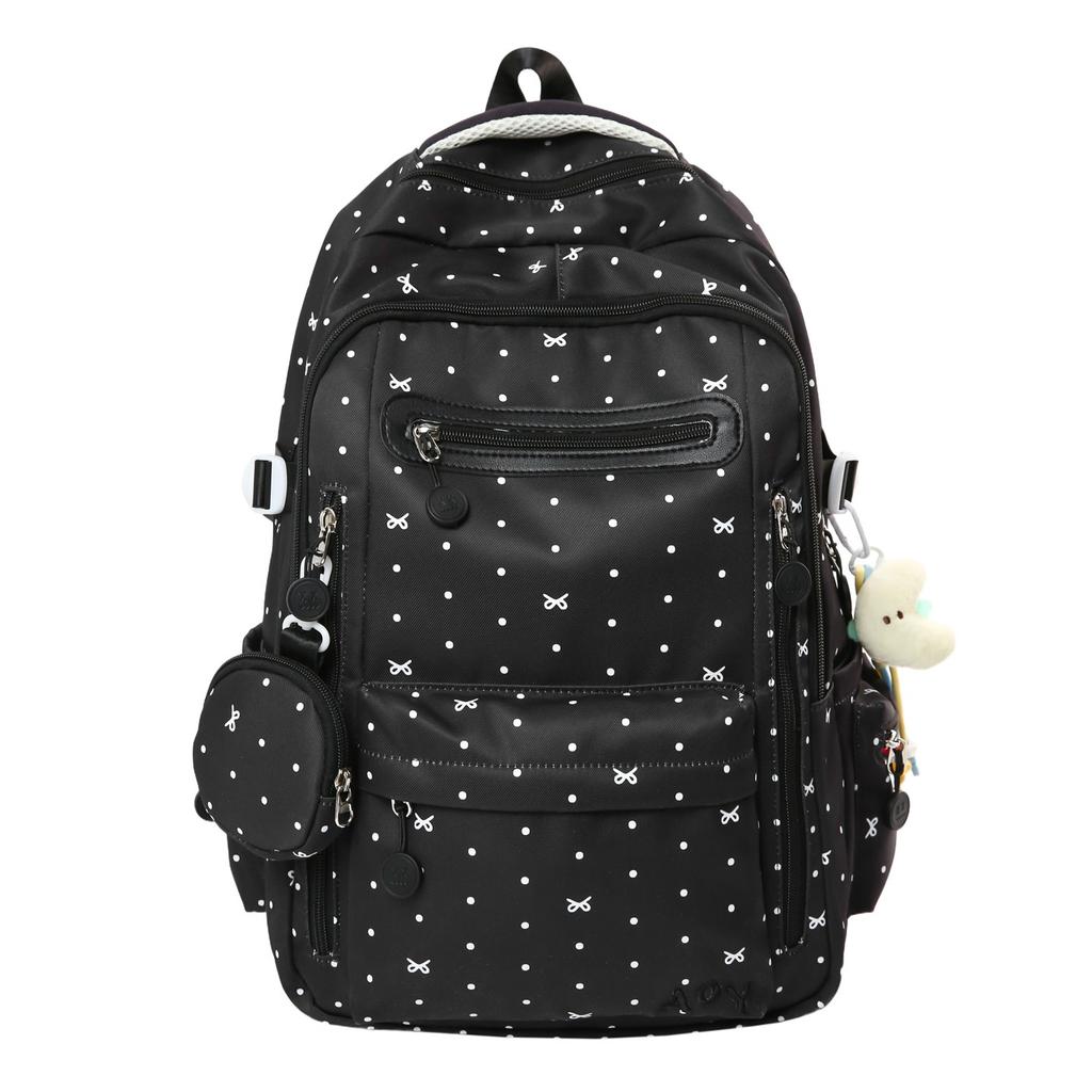 Schoolbag1011 new backpack simple polka dot commuter versatile backpack light fashion high school students large capacity schoolbag