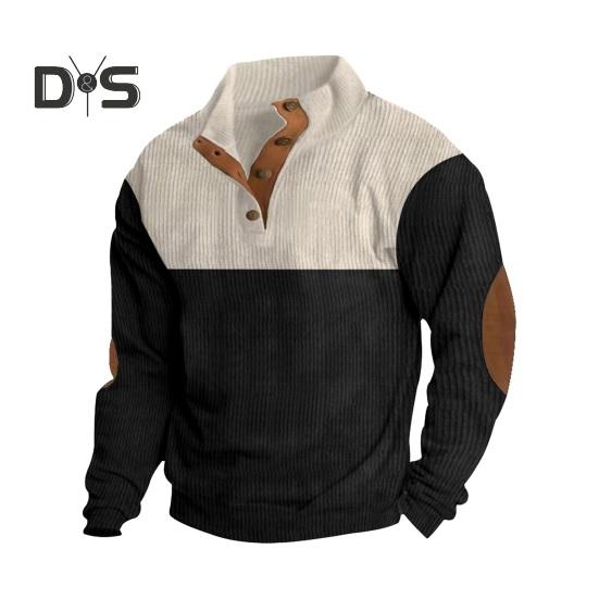 Осень-весна Мужская толстовка с воротником-стойкой на пуговицах — фото 3