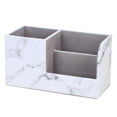 Portapenne Piccolo in Marmo Scatola Porta Matite Organizer da Scrivania in Ecopelle Supporto per Cellulare Portacarte Articoli di Cancelleria per Ufficio Scuola