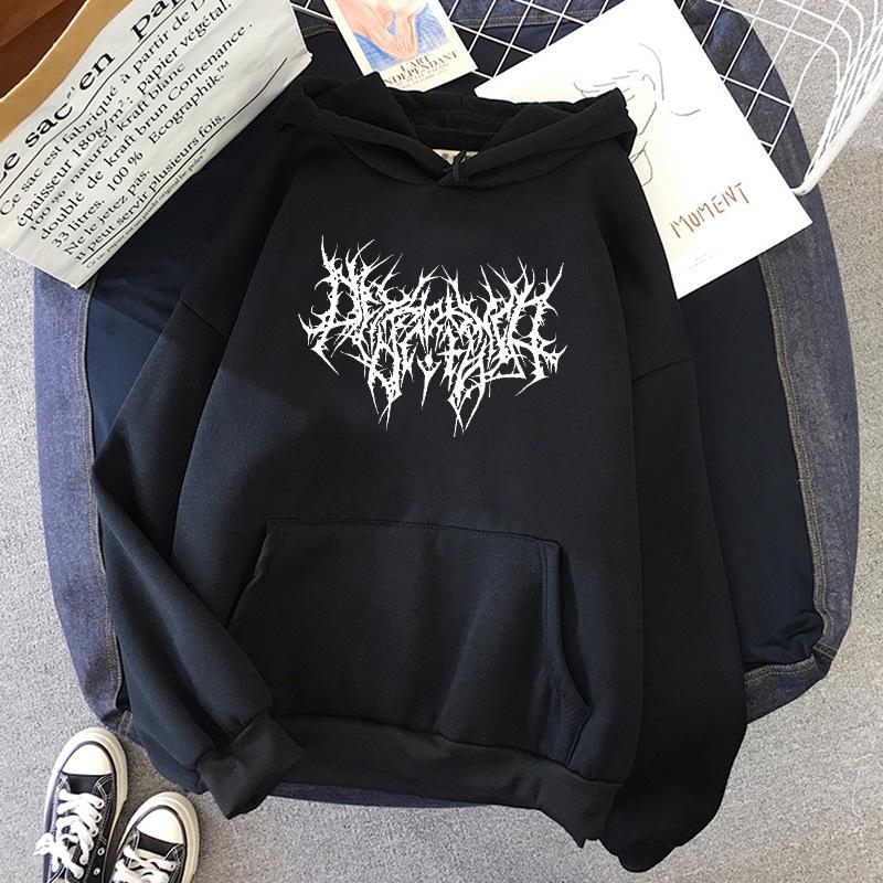 Women's Hooded Long Sleeve Sweatshirt Loose Fit Gothic Graphic Print Pullover Top 2022 Winter Hip Hop Vintage Streetwear Hoodie