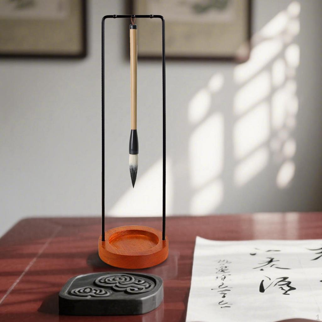 Brush Holder for Calligraphy Pens with Wooden Base Study Space