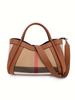 Aidrani  New Retro Checkered Women's Handbag, Large Capacity Luxury Bag, Canvas Genuine Leather Bag