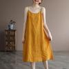 Robe décontractée en coton sans manches ample pour le printemps et l'été, couleur unie