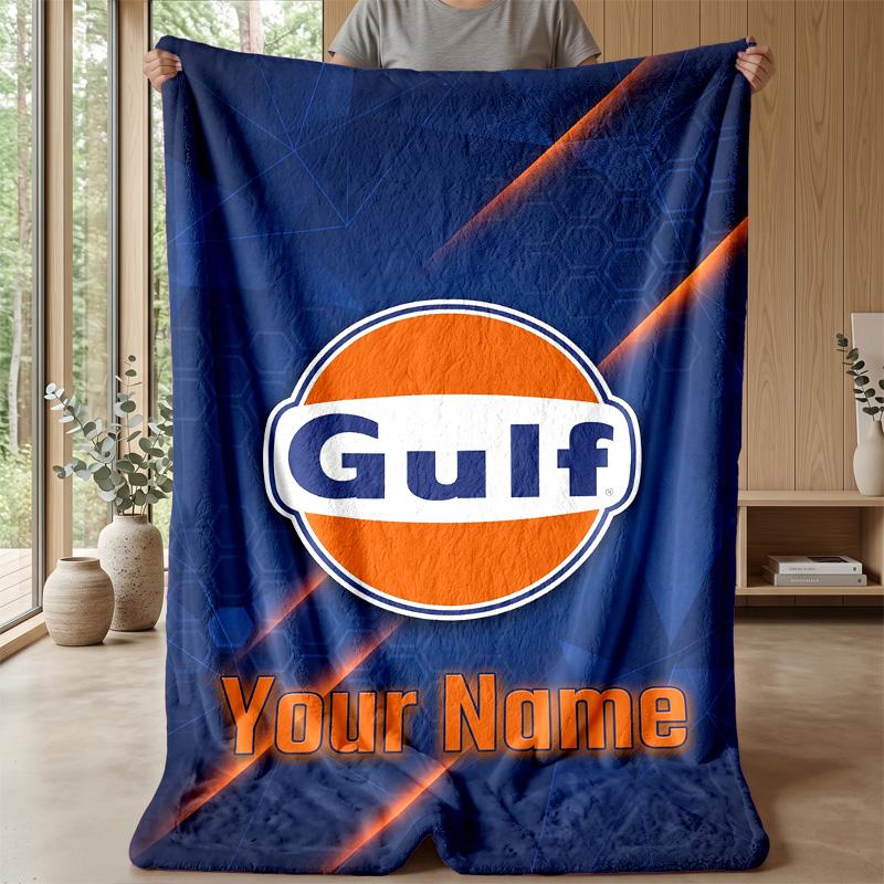 Coperta in Flanella Personalizzata Gulf Stampa il Tuo Nome Testo Morbida Calda Coperta Regalo di Festa