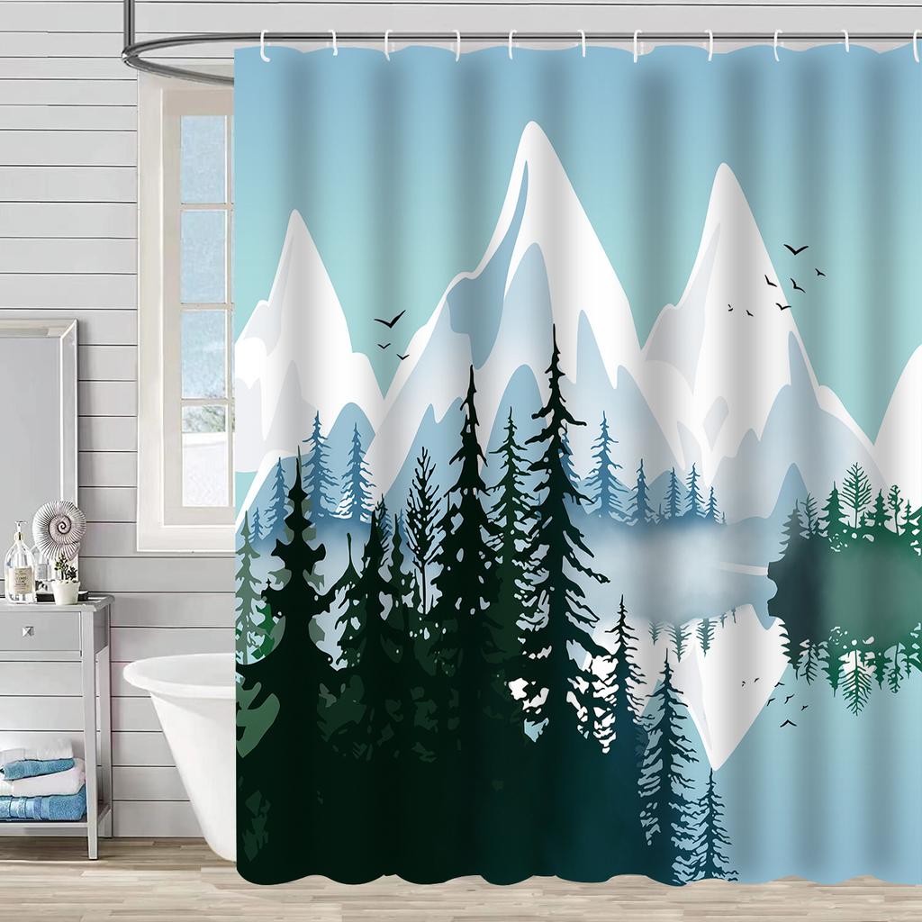 Duschvorhang Wasserdicht Und Schimmelresistent Digitaldruck Waldpflanze Duschvorhang Badezimmer Duschstoff Trennvorhang Ohne Stanzen