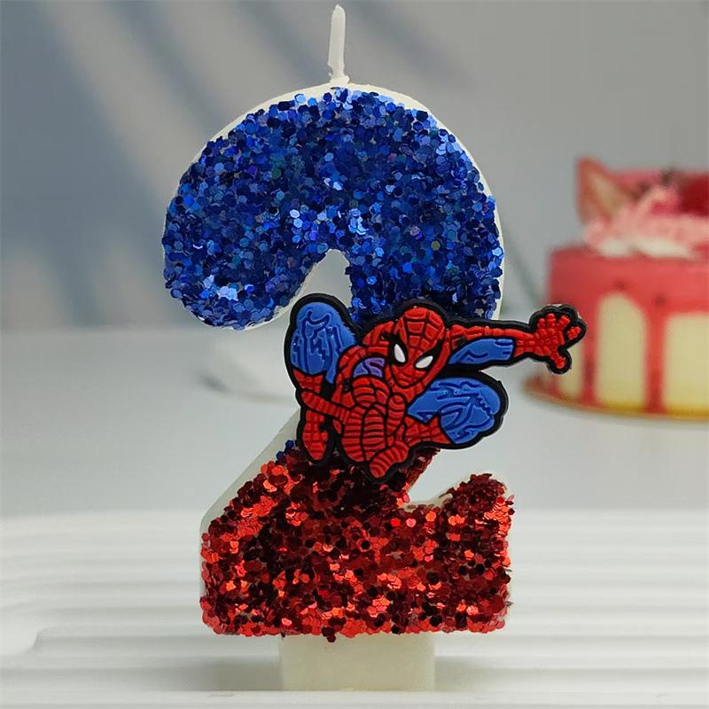 Creative Design Spider-Man Digital Birthday Candle Cake Party Decoration Handmade Cool Doll Birthday Candle