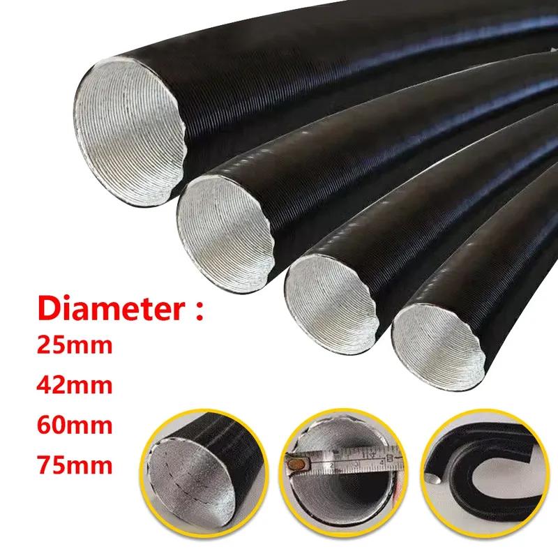 25/42/60/75mm Car Air Heater Duct Ducting Pipe Hose Line Black For Diesel Parking Heater Air Intake Pipe Air Exhaust Pipe 25mm Length 50cm