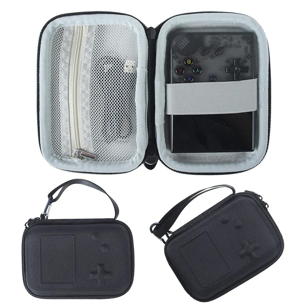 Hard Carrying Case Shockproof Travel Storage Bag with Fixing Straps&Mesh Pocket for RG35XX Plus Handheld Game Console