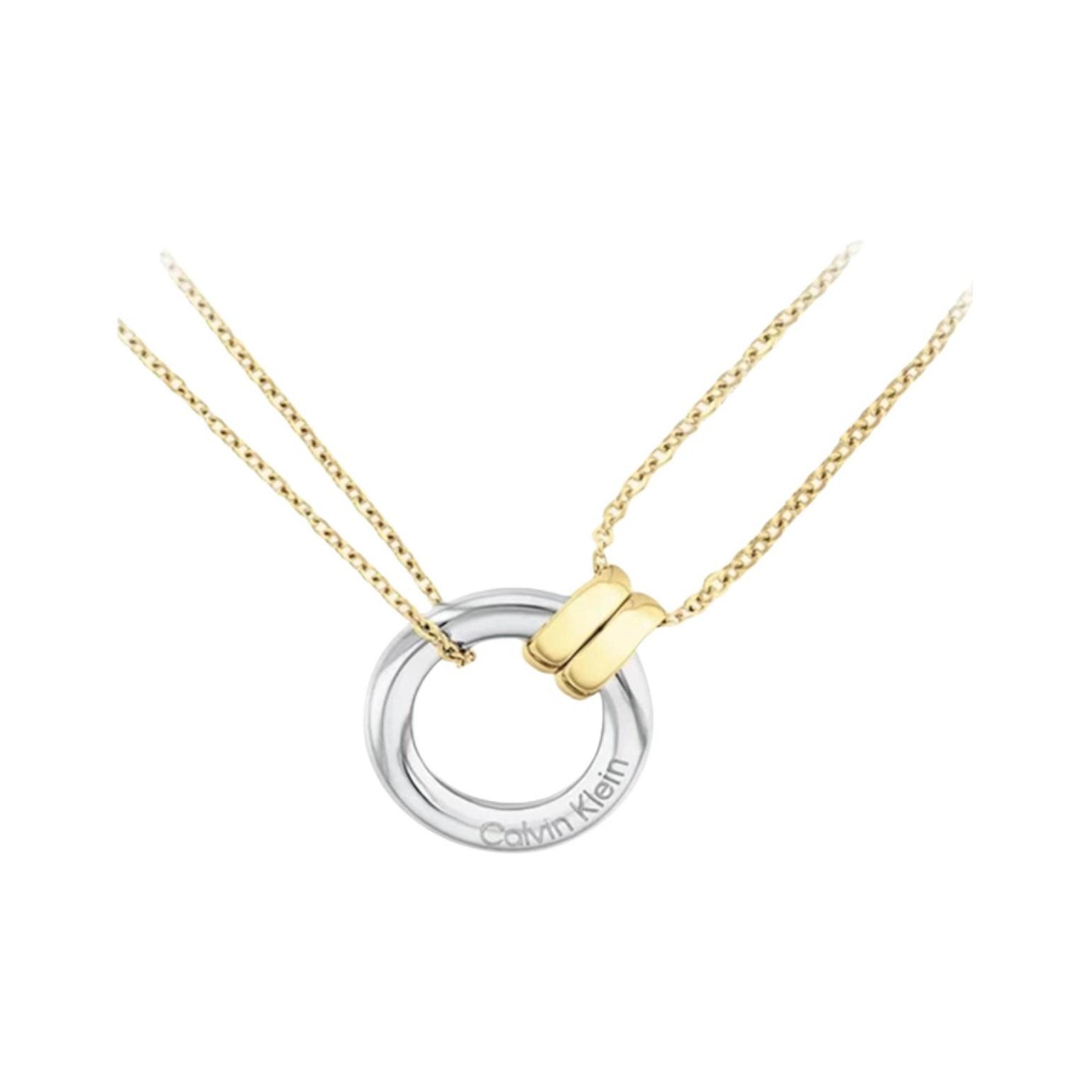 Calvin Klein Lucky Ring Pendant Titanium Steel Necklace Women necklace Gold 35000630 F,Gold