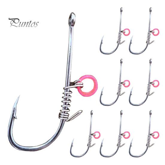 

8 шт./набор из 8 крючков для фиксации живых креветок, прочный рыболовный крючок из углеродистой стали с зазубринами и отверстием для ловли сома, окуня и пресноводной соленой воды B