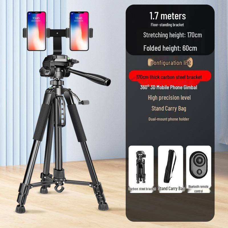 2024 Dual-Phone Professional Live Streaming Tripod for Outdoor Use