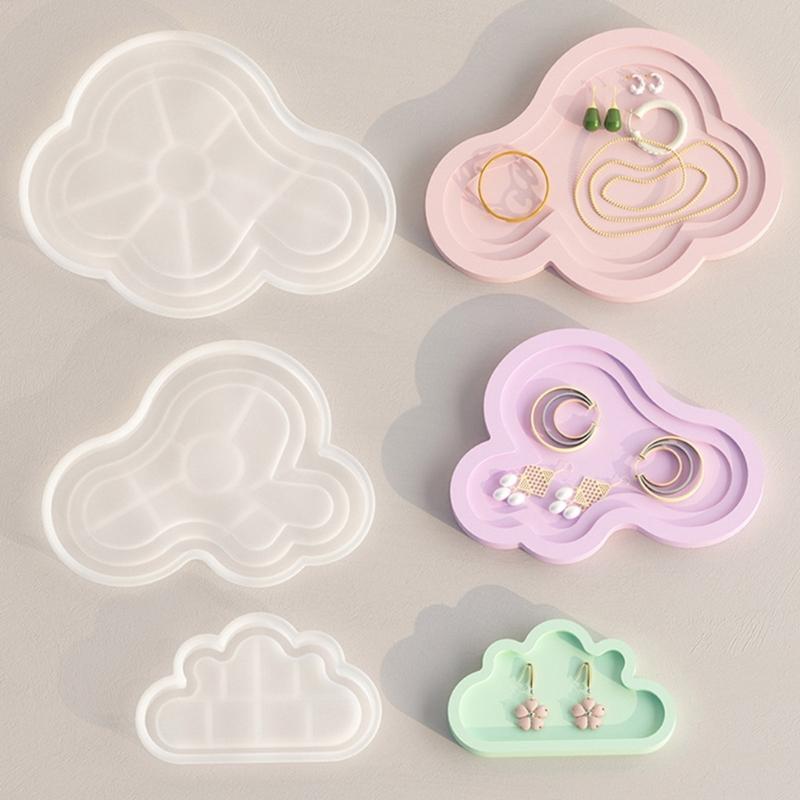 Storage Tray Plaster Silicone Mold DIY Jewelry Display Plate Epoxy Resin Mould Irregular Cloud Shape Cement Dish Making