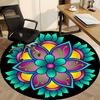 1pc Colorful Flower Mandala Chair Carpet for Office, Round Polyester Mat, Indoor Decor for Office, Easycare Fabric, Washable Non-slip Area Carpet