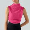 Women's Solid Color Semi-high-neck Sleeveless Vest Pleated  Top T-shirt