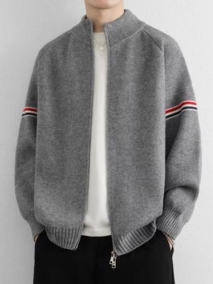Herren Trendy Gestreifter Colorblock Cardigan - Vielseitige Lässige Strickware, Langarm Mode Oberbekleidung
