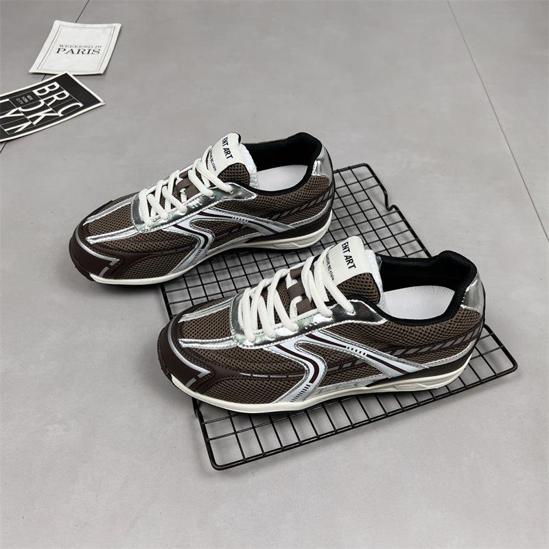 

Breathable mesh heightening German training shoes women s autumn 2025 new fashionable versatile sports casual non-slip Forrest Gump shoes 40 коричневый