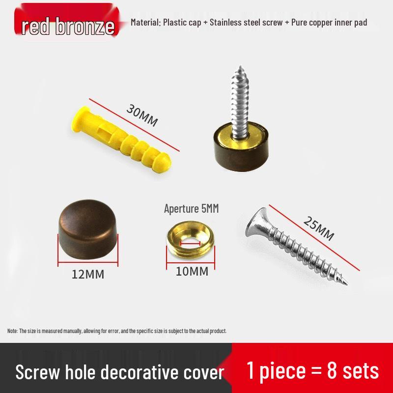 Decorative Glass Mirror Nail Caps: Thickened Flat Screws for Bathroom Signs