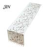 Floral Embroidery Table Runner Embroidered Runner, Elegant Dining Cover, White Rustic Durable for with Tassels Home Wedding Bridal Shower Decor