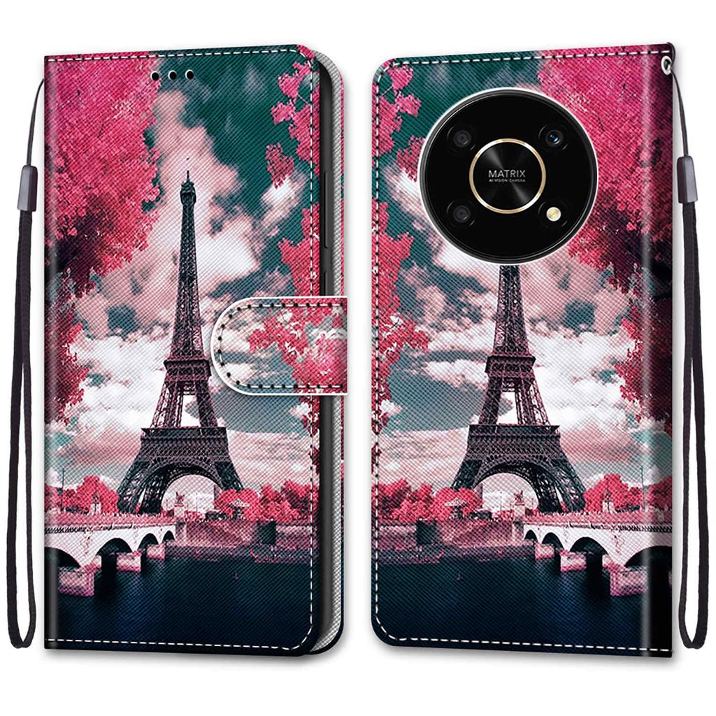 Fashion Painted Pattern Cover Lanyard Flip Leather Case For iPhone Samsung Huawei Honor Xiaomi Redmi OPPO Realme Moto Asus