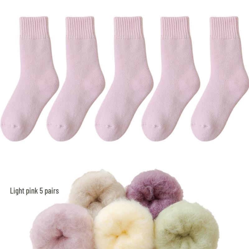 Dámské fleecové ponožky střední délky Zhuji - Silný samet, teplé a pohodlné na podzim/zimu, ideální na spaní nebo lenošení